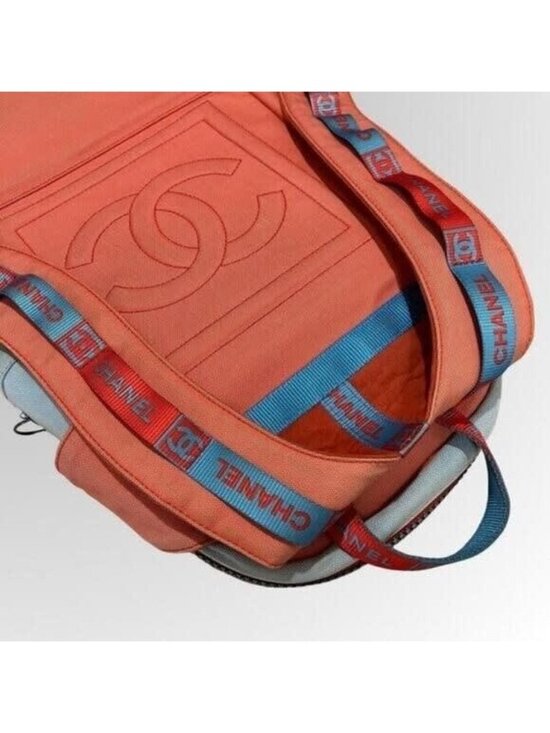 Chanel CC Sport Line Nylon Backpack Bag Multicolor Blue Red Vintage main image 6